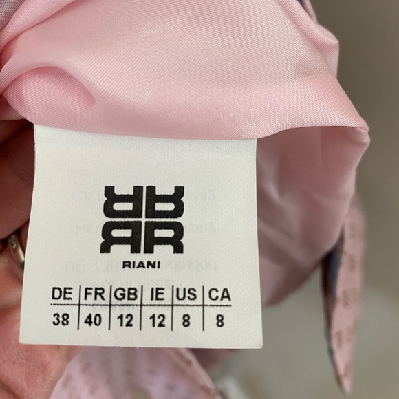 RIANI Pink Geometric Jacquard Mid-Length Coat - Size 8 - Picture 11 of 15